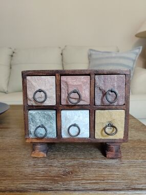 Multicolor Stone Jewelry Box- 6 Drawer Organizer